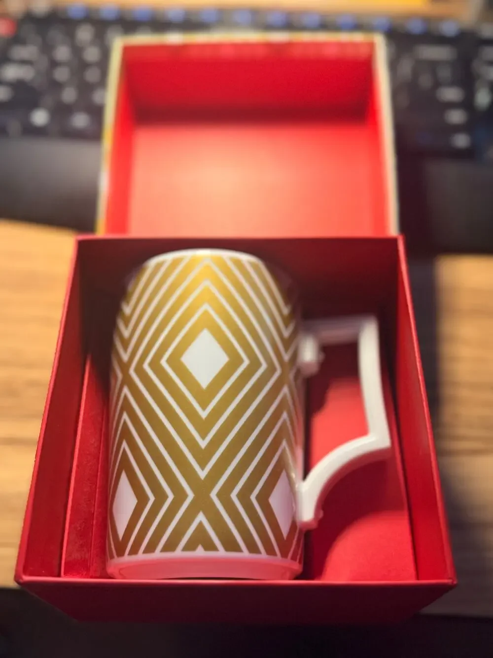 Starbucks Mug Gold Rosanna Argyle Design Cup 2013 12 oz Germany New in Box